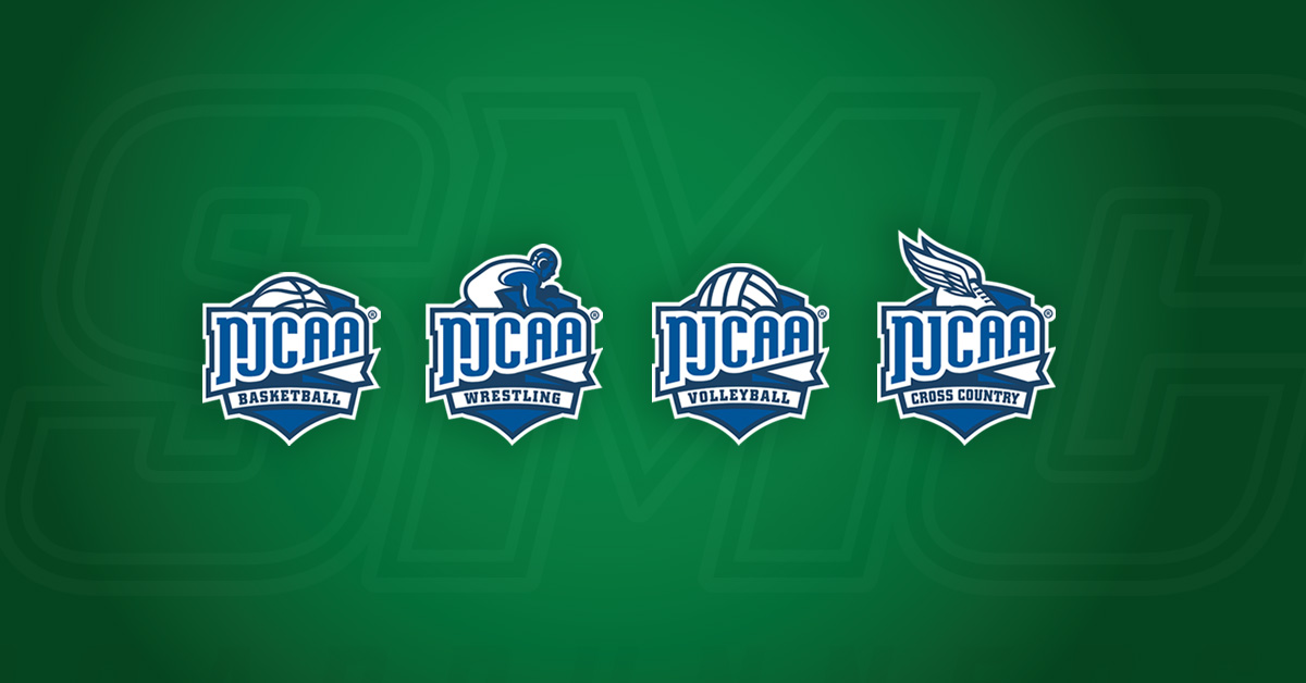 NJCAA logos for wrestling, basektball, volleyball and cross country