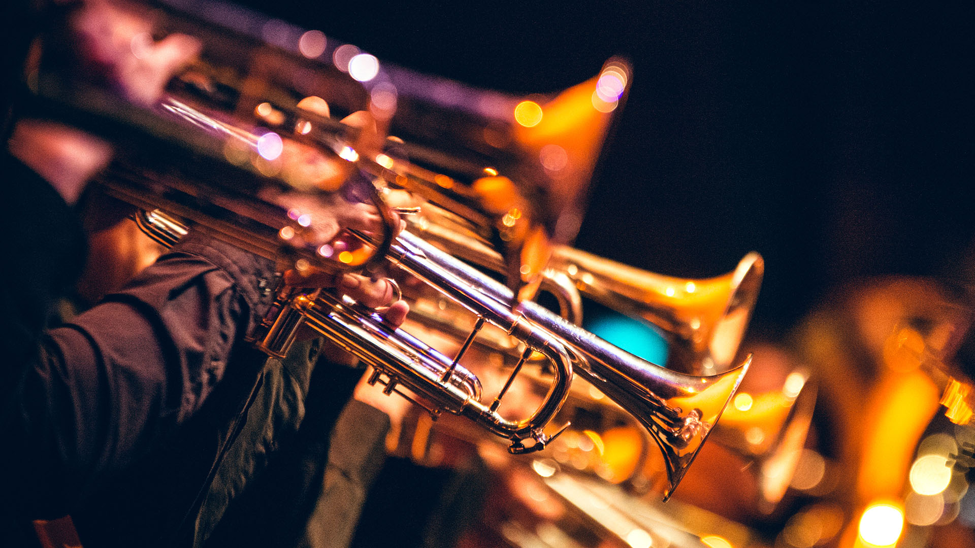 Trumpets ready to play in band concert