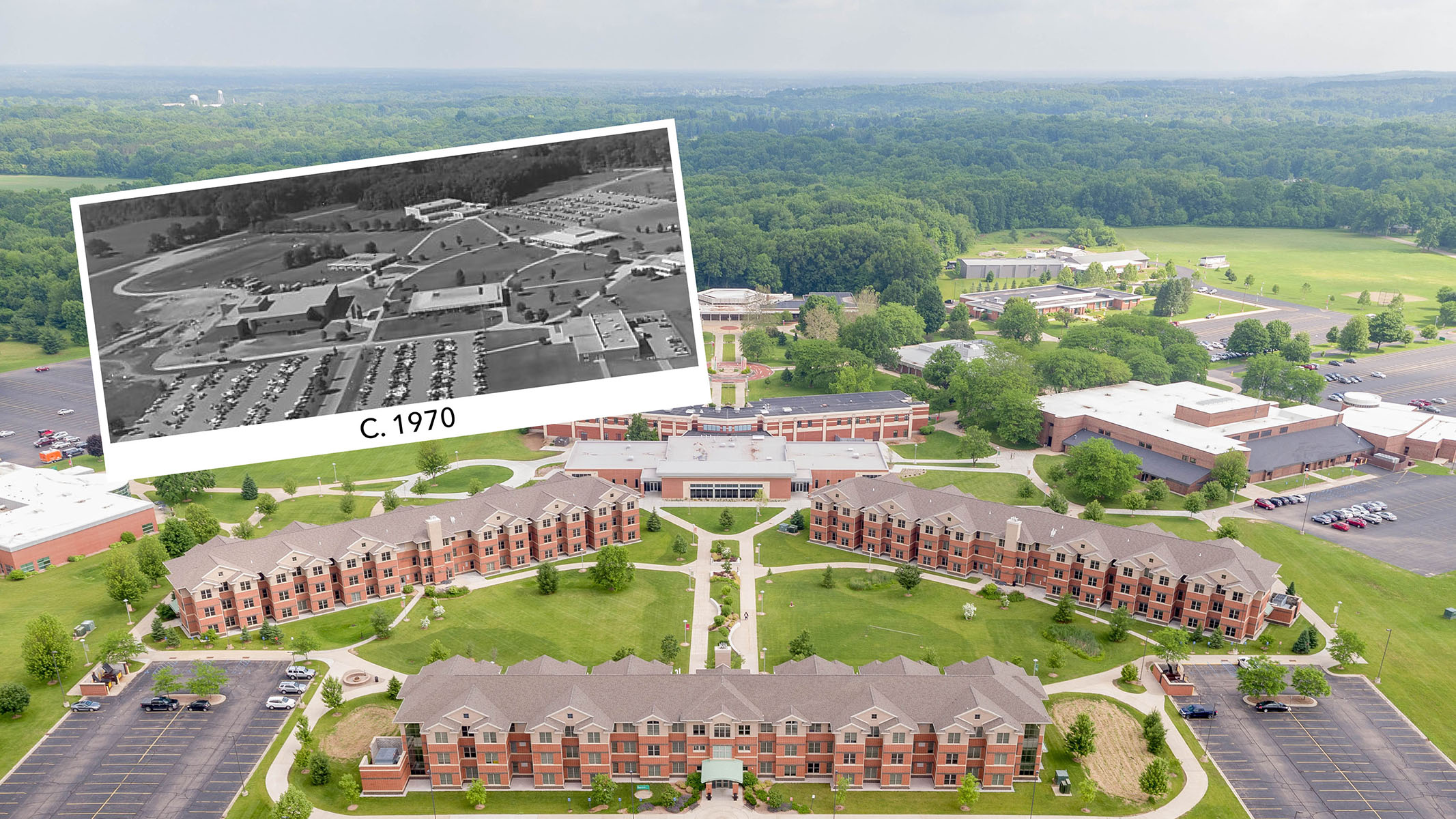 Campus in 1970 versus today