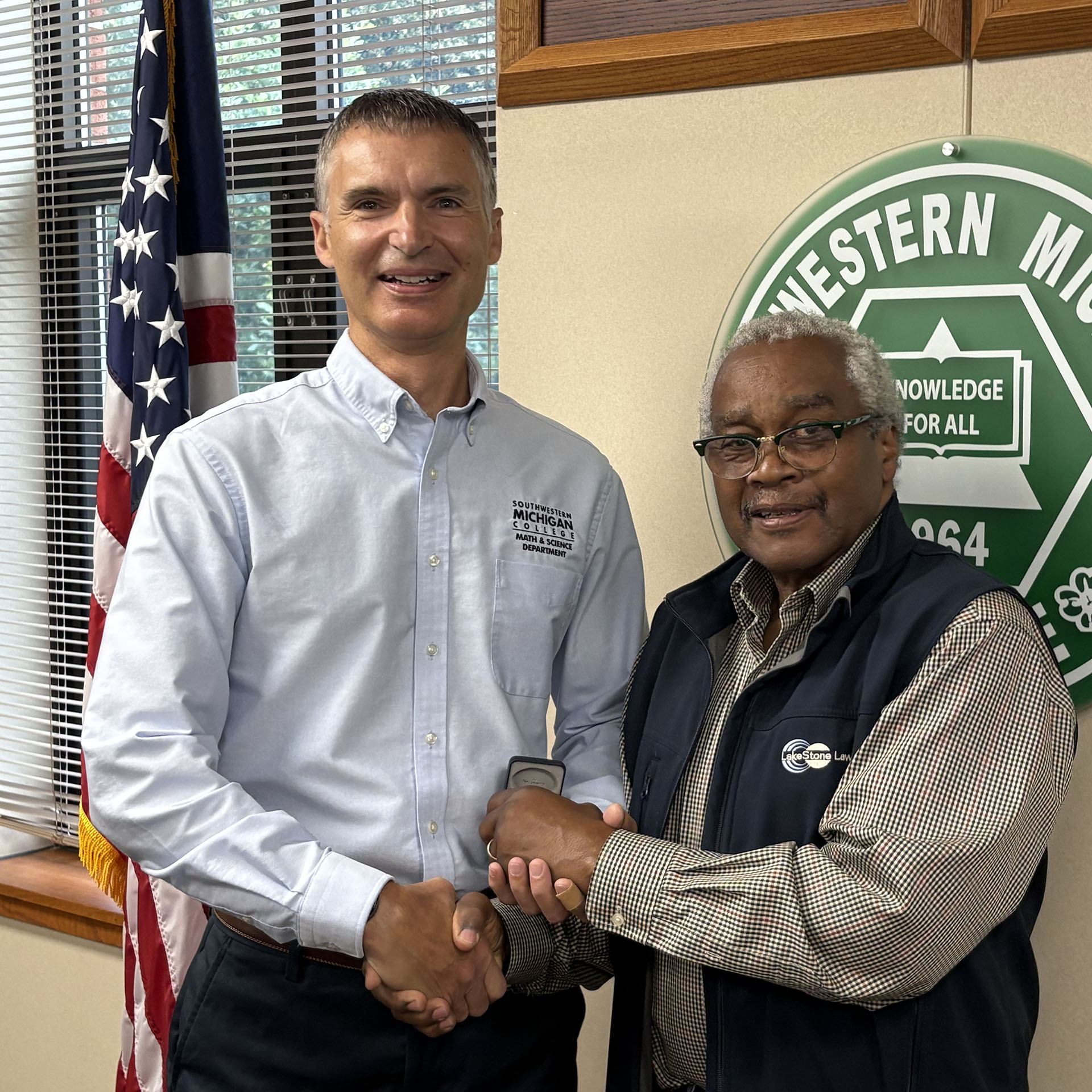 Andrew Dohm, 25 years; Trustee Skip Dyes