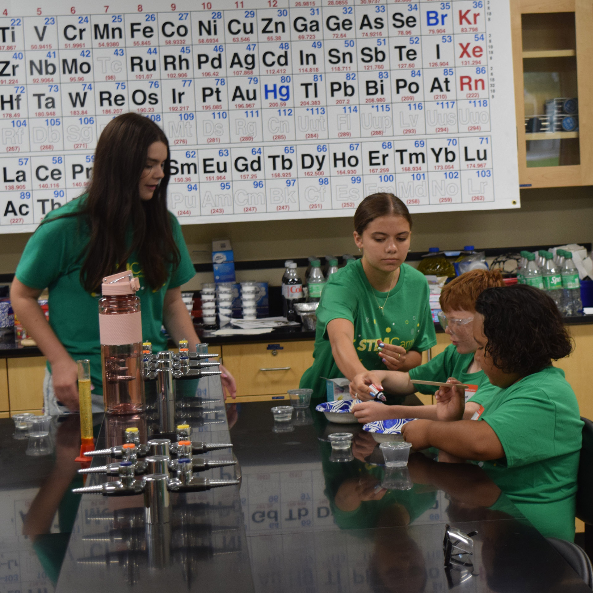 Campers use the chemistry lab