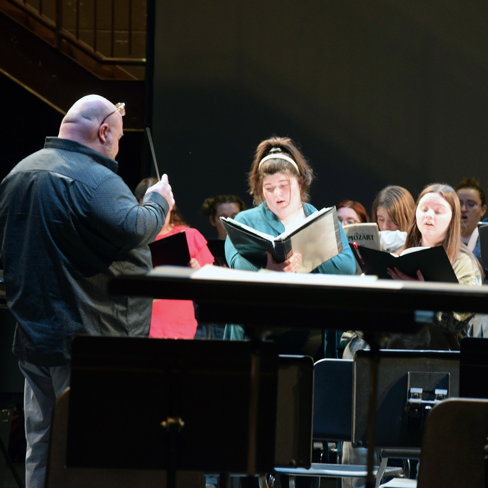 David Carew conducts Monday's rehearsal