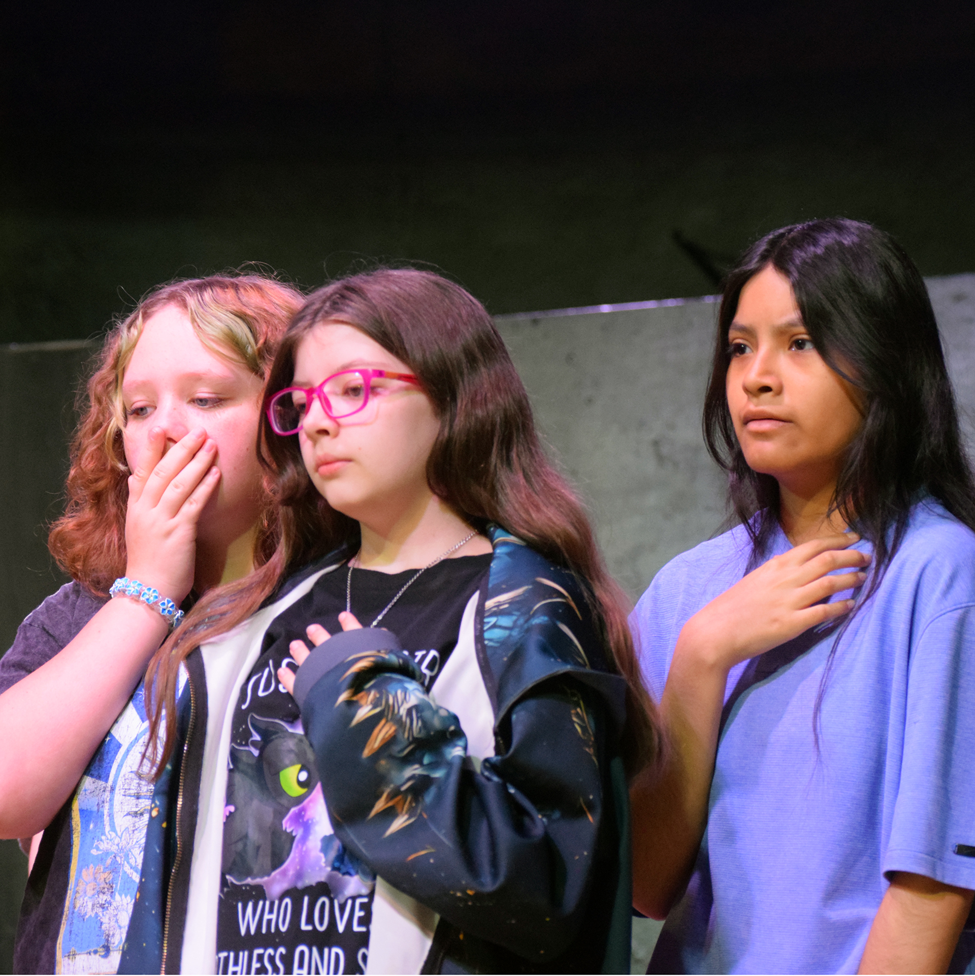 Three shocked faces