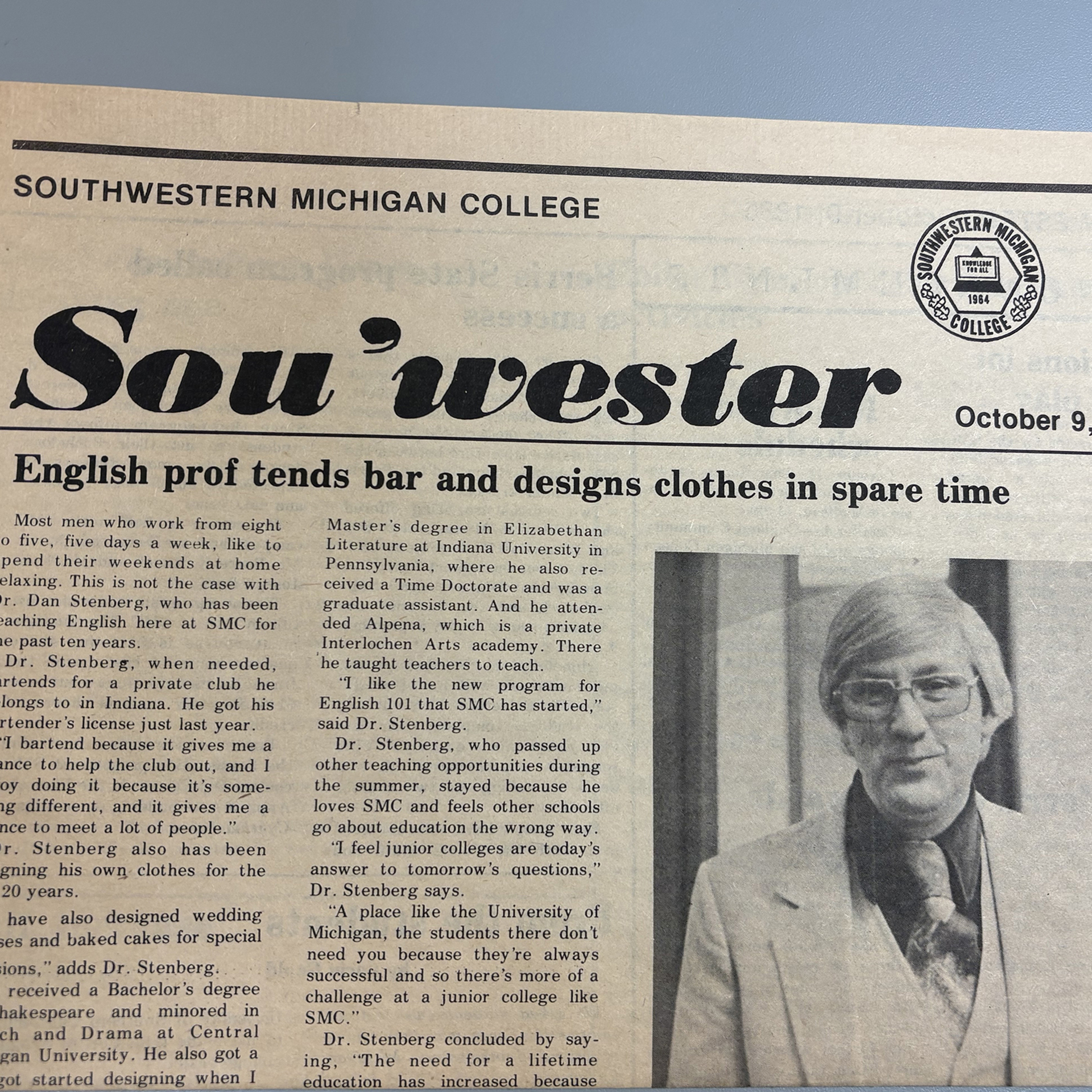 Dr. Dan Stenberg advised the Sou’Wester, as it was written in 1980