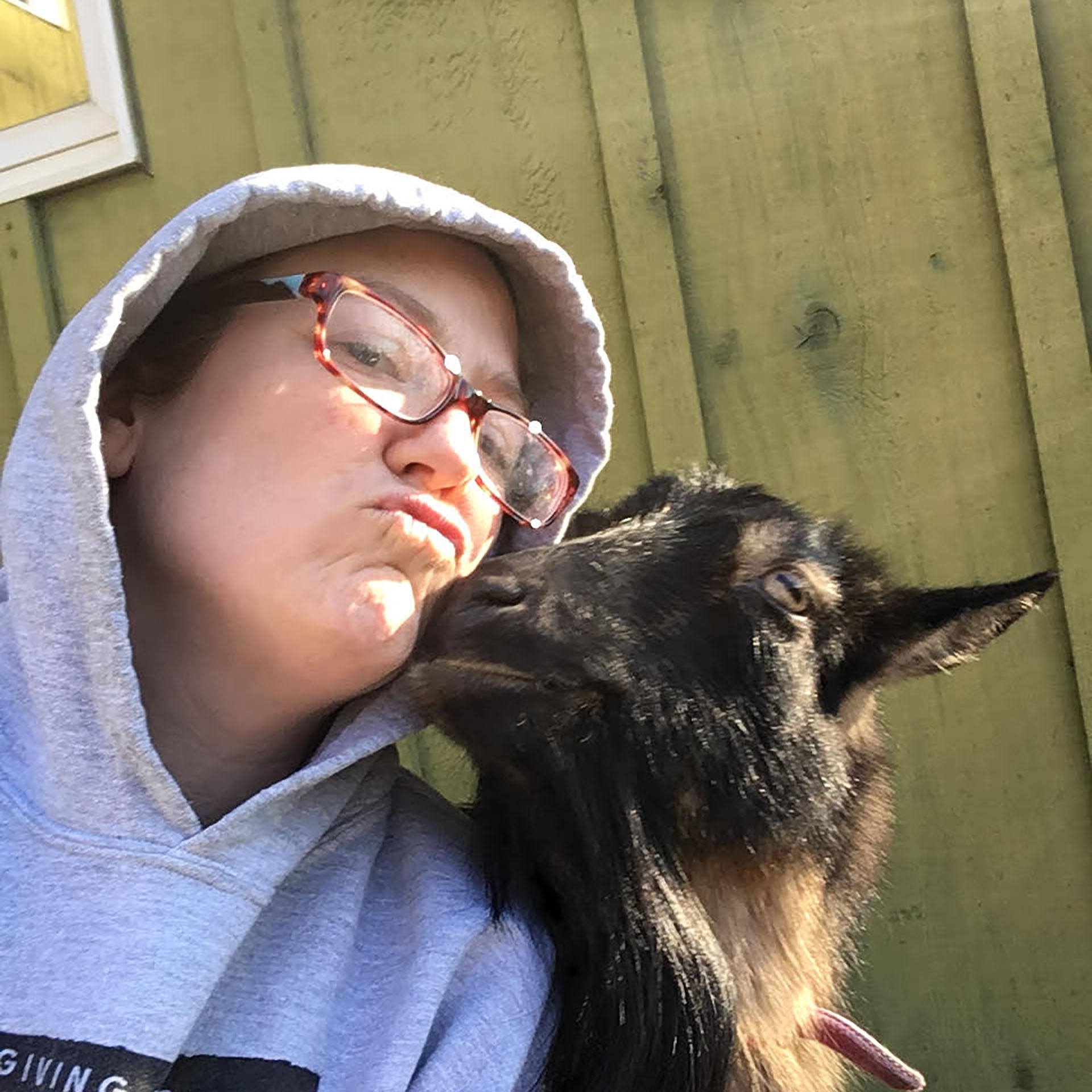 Carolyn with one of her goats