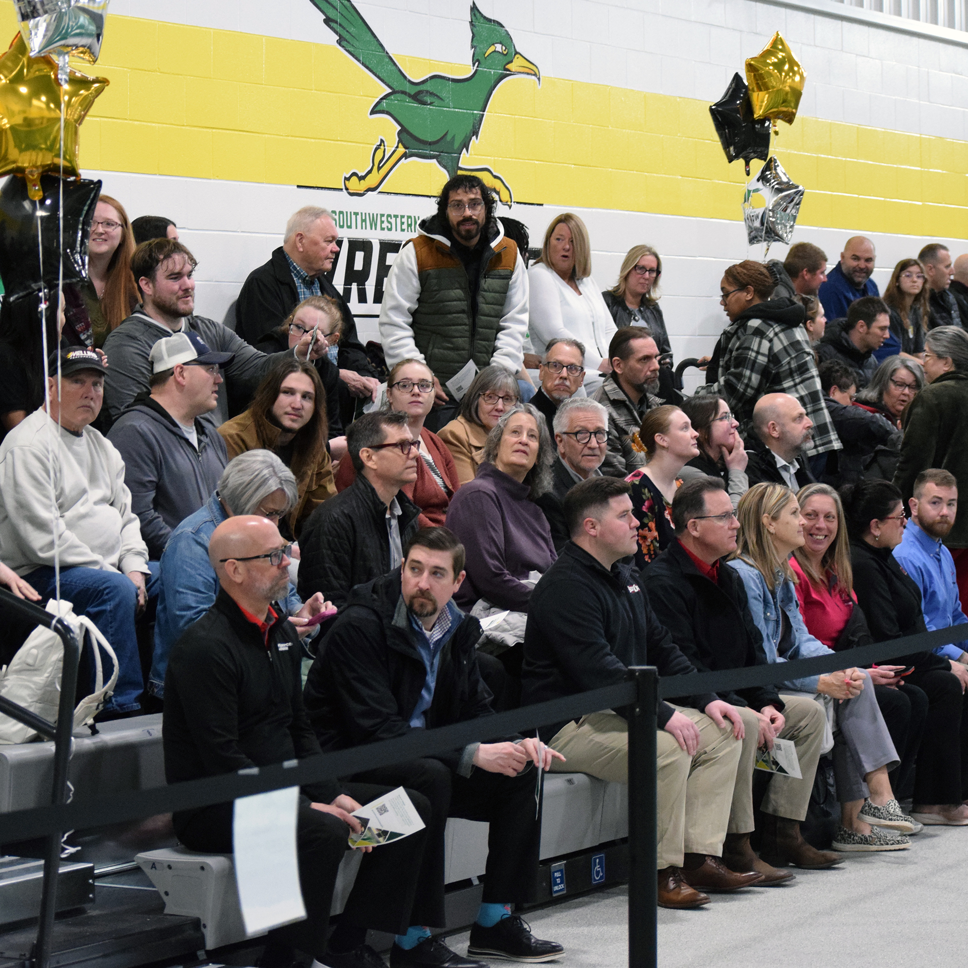Wrestling bleachers packed for opening