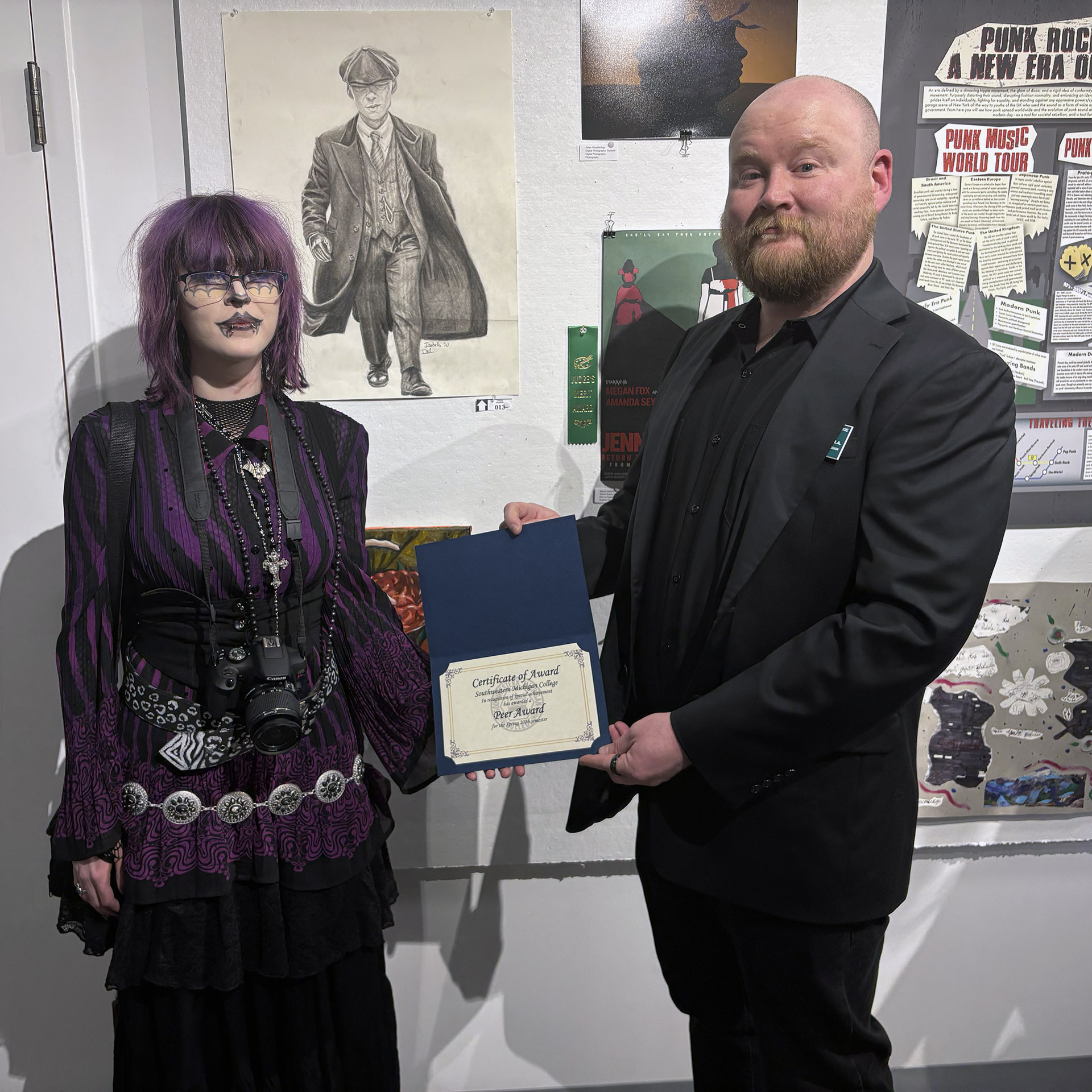 Isabella Wier, Peer Award winner, with Professor Sam Walker