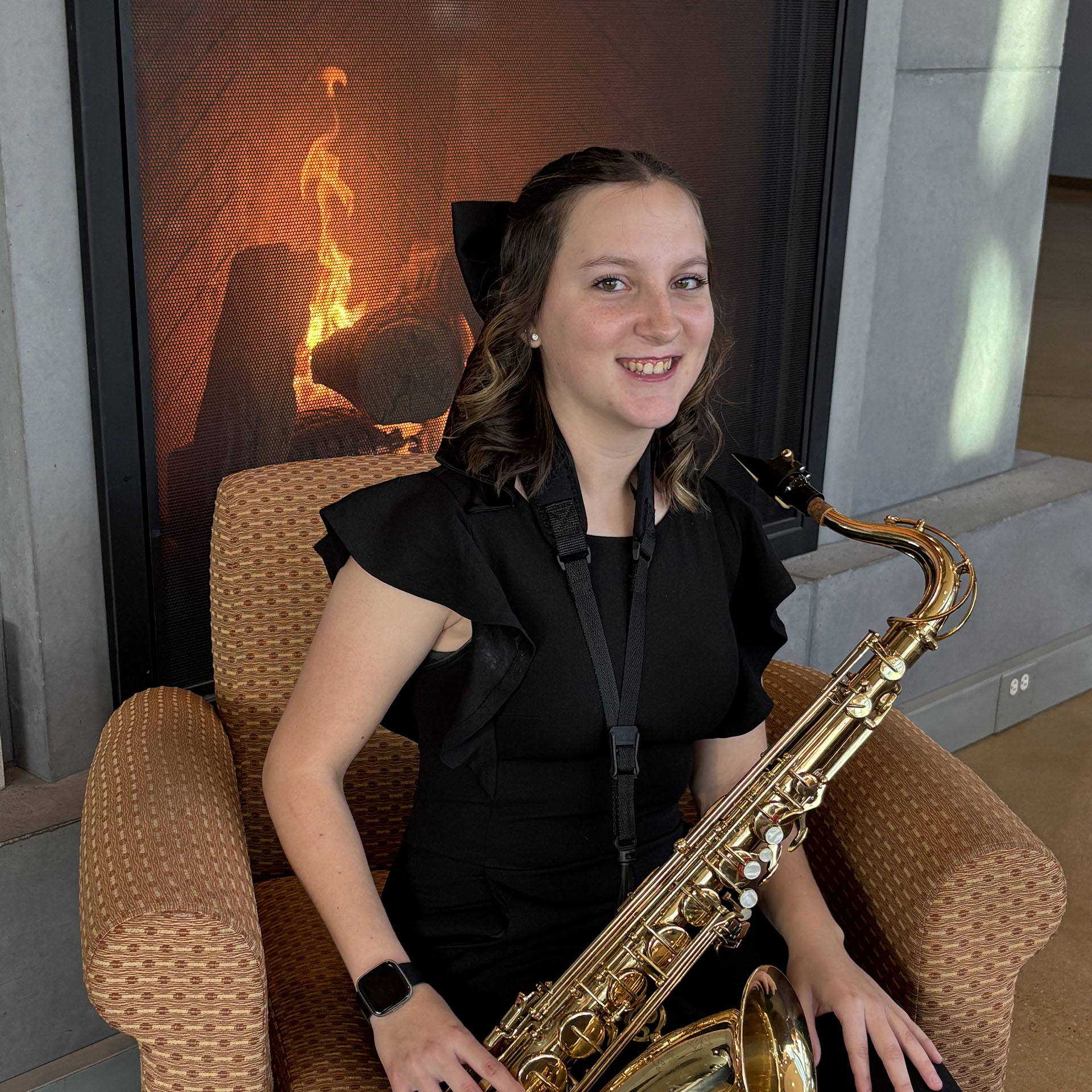 Lauren plays tenor saxophone in Jazz Ensemble